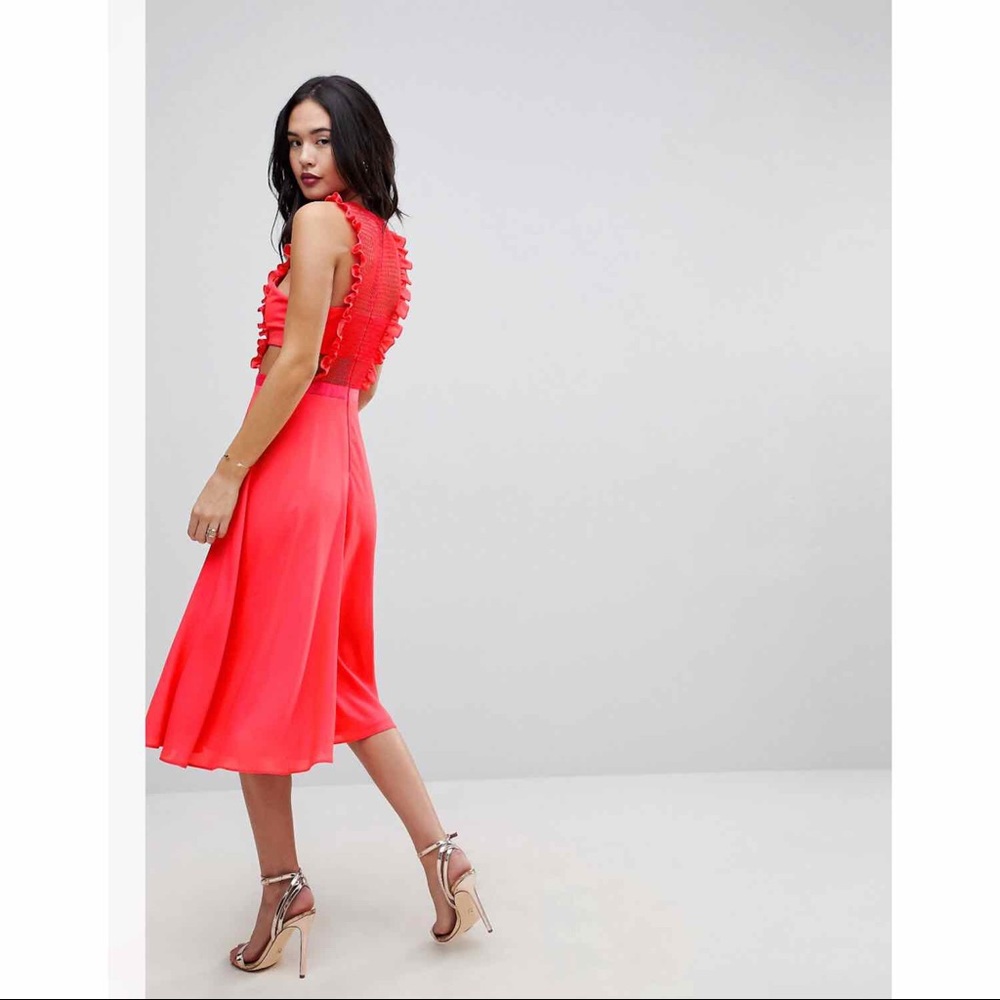 🛍SOLD🛍 Lace Pinafore Pleated Midi Dress - Picture 3 of 7
